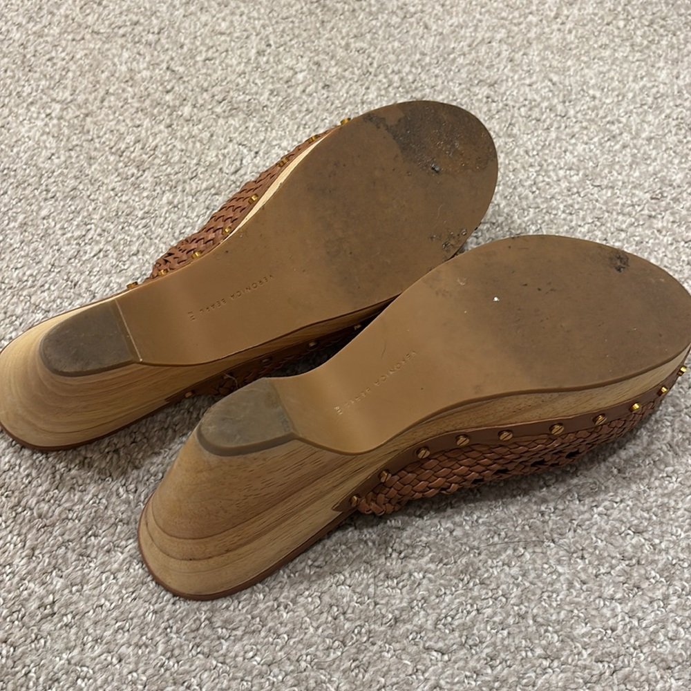 NEW Veronica Beard Hardie Woven Leather Clogs Hazelwood Brown 8 Boho Earthy - Picture 4 of 6